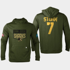 Nico Sturm San Jose Sharks 2022 Salute to Service Levelwear #7 Men's Pullover Hoodie Olive