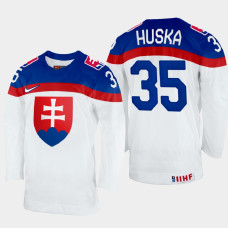 Adam Huska 2022 IIHF World Championship Slovakia Hockey Jersey White #35 Uniform