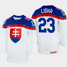 Adam Liska 2022 IIHF World Championship Slovakia Hockey Jersey White #23 Uniform