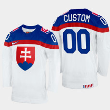 Custom 2022 IIHF World Championship Slovakia Hockey Jersey White #00 Uniform