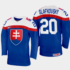 Juraj Slafkovsky 2022 IIHF World Championship Slovakia Hockey Jersey Blue #20 Uniform