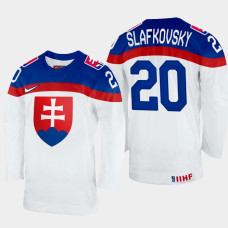 Juraj Slafkovsky 2022 IIHF World Championship Slovakia Hockey Jersey White #20 Uniform