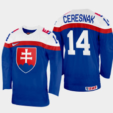 Peter Ceresnak 2022 IIHF World Championship Slovakia Hockey Jersey Blue #14 Uniform