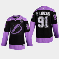 Tampa Bay Lightning Steven Stamkos 2021 Hockey Fights Cancer Night Purple Jersey