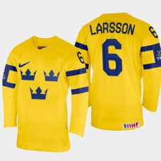 Adam Larsson 2022 IIHF World Championship Sweden Hockey Jersey Yellow #6 Uniform