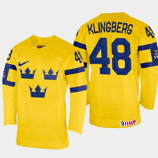 Carl Klingberg 2022 IIHF World Championship Sweden Hockey Jersey Yellow #48 Uniform