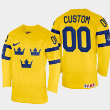 Custom 2022 IIHF World Championship Sweden Hockey Jersey Yellow #00 Uniform