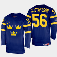 Sweden #56 Erik Gustafsson 2022 IIHF World Championship Navy Away Jersey