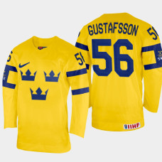 Erik Gustafsson 2022 IIHF World Championship Sweden Hockey Jersey Yellow #56 Uniform