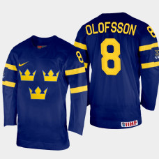 Fredrik Olofsson 2022 IIHF World Championship Sweden Hockey Jersey Navy #8 Uniform