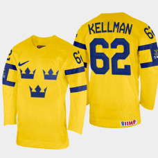 Joel Kellman 2022 IIHF World Championship Sweden Hockey Jersey Yellow #62 Uniform