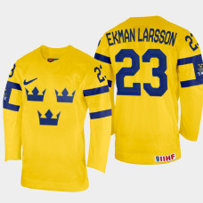 Oliver Ekman Larsson 2022 IIHF World Championship Sweden Hockey Jersey Yellow #23 Uniform