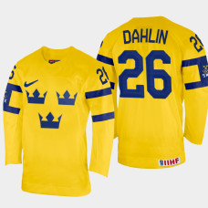 Rasmus Dahlin 2022 IIHF World Championship Sweden Hockey Jersey Yellow #26 Uniform