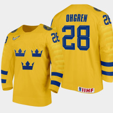 Liam Ohgren 2022 IIHF World U18 Championships Sweden Jersey Yellow #28 Uniform