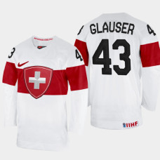 Switzerland #43 Andrea Glauser 2022 IIHF World Championship White Home Jersey