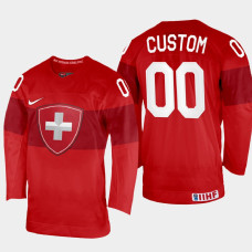 Custom 2022 IIHF World Championship Switzerland Hockey Jersey Red #00 Uniform