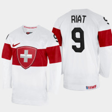 Switzerland #9 Damien Riat 2022 IIHF World Championship White Home Jersey