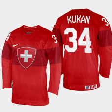 Dean Kukan 2022 IIHF World Championship Switzerland Hockey Jersey Red #34 Uniform