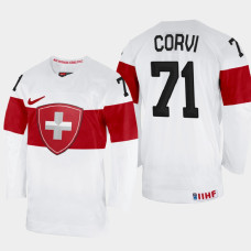 Switzerland #71 Enzo Corvi 2022 IIHF World Championship White Home Jersey