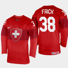 Lukas Frick 2022 IIHF World Championship Switzerland Hockey Jersey Red #38 Uniform