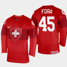 Michael Fora 2022 IIHF World Championship Switzerland Hockey Jersey Red #45 Uniform