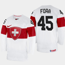 Switzerland #45 Michael Fora 2022 IIHF World Championship White Home Jersey