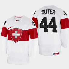 Switzerland #44 Pius Suter 2022 IIHF World Championship White Home Jersey