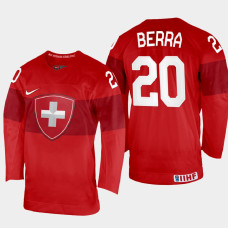 Reto Berra 2022 IIHF World Championship Switzerland Hockey Jersey Red #20 Uniform