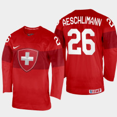 Sandro Aeschlimann 2022 IIHF World Championship Switzerland Hockey Jersey Red #26 Uniform