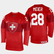 Timo Meier 2022 IIHF World Championship Switzerland Hockey Jersey Red #28 Uniform