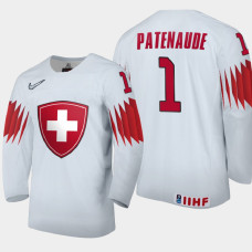 Men Switzerland Noah Patenaude #1 2021 IIHF World Junior Championship Home White Jersey