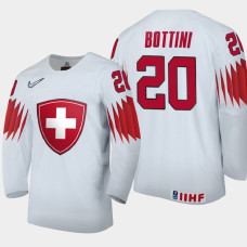 Men Switzerland Stefano Bottini #20 2021 IIHF World Junior Championship Home White Jersey