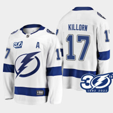 Tampa Bay Lightning Alex Killorn 1992-2022 30th Anniversary White #17 Jersey Away