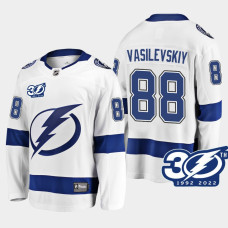 Tampa Bay Lightning Andrei Vasilevskiy 1992-2022 30th Anniversary White #88 Jersey Away