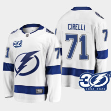 Tampa Bay Lightning Anthony Cirelli 1992-2022 30th Anniversary White #71 Jersey Away