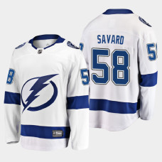 Men's Tampa Bay Lightning David Savard #58 Away 2021 White Jersey