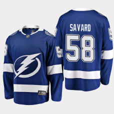 Men's Tampa Bay Lightning David Savard #58 Home 2021 Blue Jersey