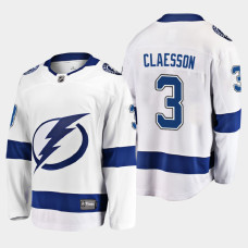 Men's Tampa Bay Lightning Fredrik Claesson #3 Away 2021 White Jersey