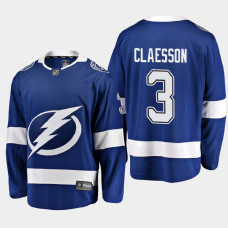 Men's Tampa Bay Lightning Fredrik Claesson #3 Home 2021 Blue Jersey