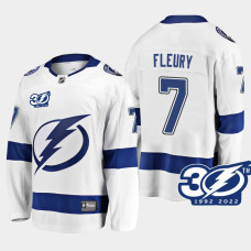 Tampa Bay Lightning Haydn Fleury 1992-2022 30th Anniversary White #7 Jersey Away