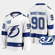 Tampa Bay Lightning Vladislav Namestnikov 1992-2022 30th Anniversary White #90 Jersey Away