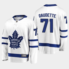 Men Toronto Maple Leafs Adam Gaudette #71 Away 2022 Breakaway Player White Jersey