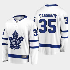 Men Toronto Maple Leafs Ilya Samsonov #35 Away 2022 Breakaway Player White Jersey