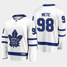 Men Toronto Maple Leafs Victor Mete #98 Away 2022 Breakaway Player White Jersey