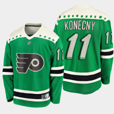 Men's Philadelphia Flyers Travis Konecny #11 2021 St. Patrick's Day Green Jersey