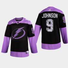 Tampa Bay Lightning Tyler Johnson 2021 Hockey Fights Cancer Night Purple Jersey