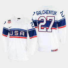 USA #27 Alex Galchenyuk 2022 IIHF World Championship White Home Jersey