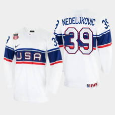 Alex Nedeljkovic 2022 IIHF World Championship USA Hockey Jersey White #39 Uniform