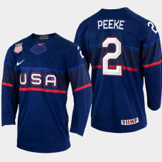 Andrew Peeke 2022 IIHF World Championship USA Hockey Jersey Navy #2 Uniform