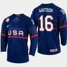 Austin Watson 2022 IIHF World Championship USA Hockey Jersey Navy #16 Uniform